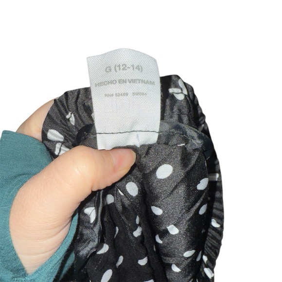 Black Polka Dot Pleated Midi Skirt XL - Picture 4 of 5